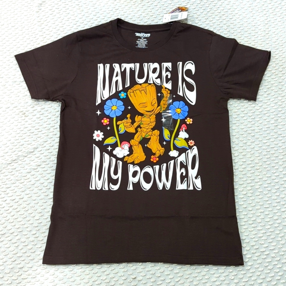 Brown Teen Groot "Nature is my Power" Tee-shirt